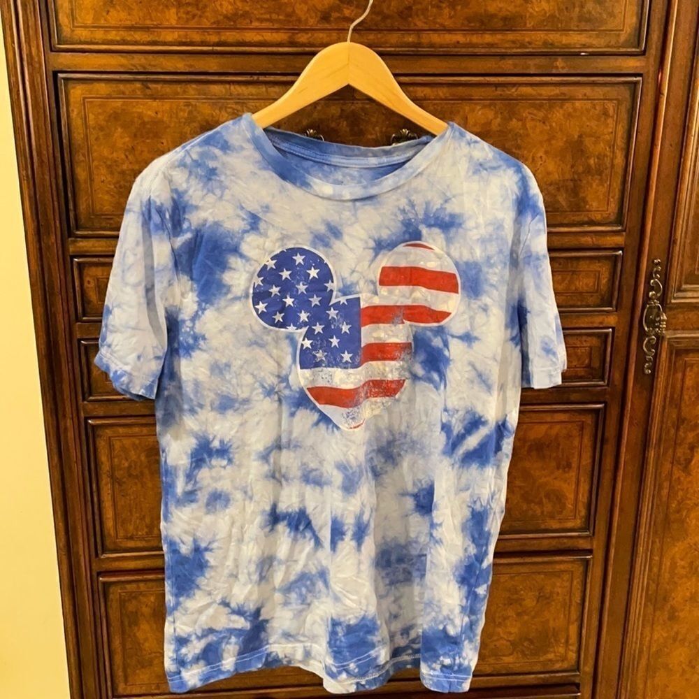 NWOT Disney American Flag Ears Tie Dye Tee shirt - Picture 1 of 11